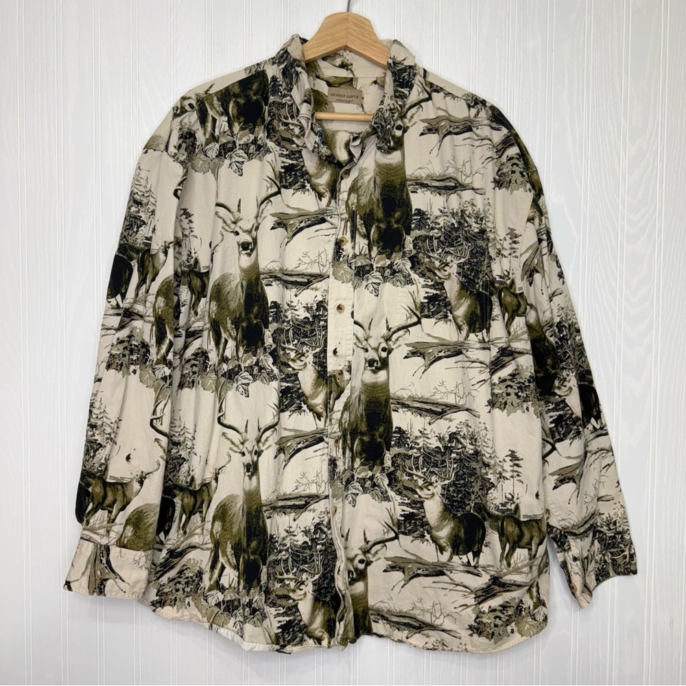 Rugged Earth Outfitters Long sleeve deer button up shirt size XXL